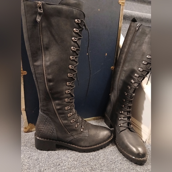 🍂🍁FALL MUST HAVE🍁🍂Tall Leather Navy Boots. Sz 10N - Picture 3 of 8